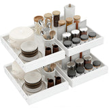 Garvee Ausziehbarer Unterschrank-Organizer 58 × 44 cm, Schrankauszug aus Karbonstahl für Küche & Bad, Weiß, mit Stauraum, mit Ablage, 4-teiliges Set - Weiß