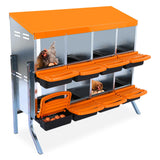 Garvee 8-Loch Hühnernistkasten mit Beinen 107×52×95 cm – Orange, Hygienisch & Ergonomisch für Profiställe - Orange