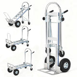 Garvee Plattform 3-in-1 aus Aluminium, hohe Tragfähigkeit 453,6 kg, robuste Räder 25 cm, klappbar für Industrie und Lager, Silber