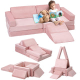Garvee Kinder Sofa Modular 12-teilig, 120×60×28 cm, Vielseitig, Für Spielzimmer, Rosa - Rosa