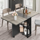 Garvee Klappbarer Esstisch Carlo Grey Mit 6 Rollen Und 2-Lagigem Regal Für Kleine Räume 50.1"D x 31.4"B x 29.5"H - Carlo Grey
