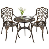 Garvee Bistro Set 3 Teilig, Gussaluminium, Mit Schirmloch, Retro Messing, Für Garten & Balkon - Bronze