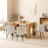 Garvee Esszimmerstühle 6er-Set, moderne Polsterstühle mit Kunstleder, ergonomischer Rückenlehne & Stahlbeinen, Beige, gepolstert