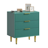 Garvee Fluted Dresser Kommode Mit 3 Schubladen, MDF, Metallgriffe & Füße, Grün, Modernes Design, Anti-Kipp-Schutz Für Schlafzimmer & Flur - grün