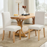 Garvee Parsons Esszimmerstühle 2er Set Gepolstert Ergonomisch Leinenstoff Gummiholzbeine Für Küche & Wohnzimmer Beige - beige