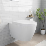 GARVEE Wand-WC Set Spülrandlos 55,5 cm, Keramik Hänge-WC mit Absenkautomatik, Abnehmbarem Toilettensitz und Effizienter 360° Spülung, D-Form, Weiß - Weiß