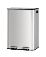 Garvee Pattumiera Mülltrennung 2 × 15L Edelstahl Doppelfach Pedal Modern Küche Bad, mit Stauraum, Edelstahloptik - Edelstahloptik