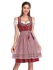 Garvee Damenkleid Dirndl Bavaria Oktoberfest 3-teiliges Set Bluse und Schürze Dirndl Kurzarm Bayerische Schürze Oktoberfest Kellnerin Festkleider Weinrot Punkt M