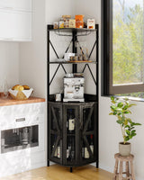 Garvee Eck-Weinregal mit RGB-LED, 4 Ebenen, freistehender Barschrank aus MDF & Metall, Schwarz - Schwarz