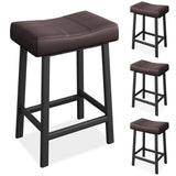 Garvee Barhocker 4er-Set, 61 cm Tresenhocker mit PU-Kunstleder-Sitz & Rückenlehne, Metallrahmen, Braun
