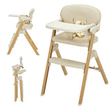 Garvee Faltbarer Baby Hochstuhl Mit Tablett Und Gurt Für Esstisch & Zuhause, 52x59,5x84 cm, Schwarz, Hellgrau, Beige - Beige