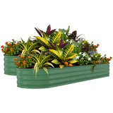 Garvee Hochbeet Set 2 Verzinkt, 240×60×45 cm, Stahl, Offener Boden für Garten & Terrasse - Grün