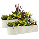 Garvee Hochbeet Set 2 Verzinkt, 240×60×60 cm, Stahl, Offener Boden für Garten & Terrasse - Beige