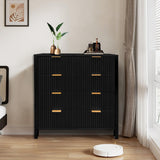 Garvee 4-Schubladen-Kommode Fluted Tall Dresser Mit Metallgriffen Natürliche Eiche Für Schlafzimmer Und Wohnzimmer Stabil Vielseitig