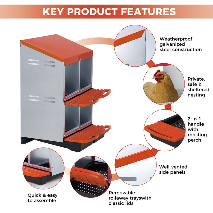 Robustes, rostfreies Metall-Hühnerlegenest
