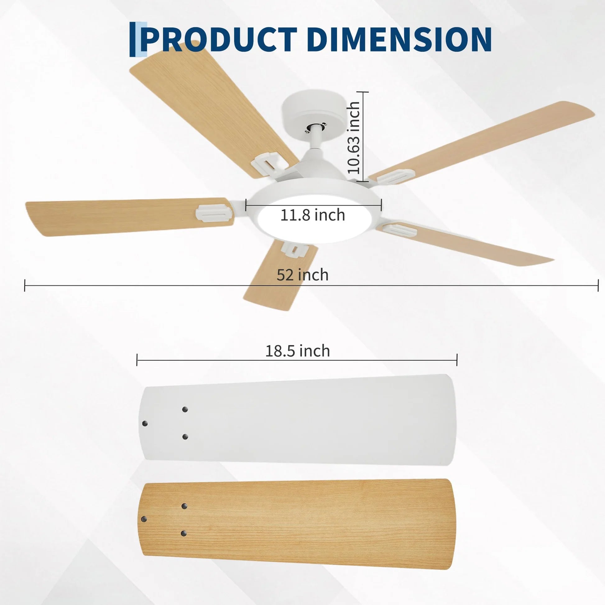 Garvee Deckenventilator 132 cm Mit LED, 6 Stufen, DC Motor, Fernbedienung, Leise