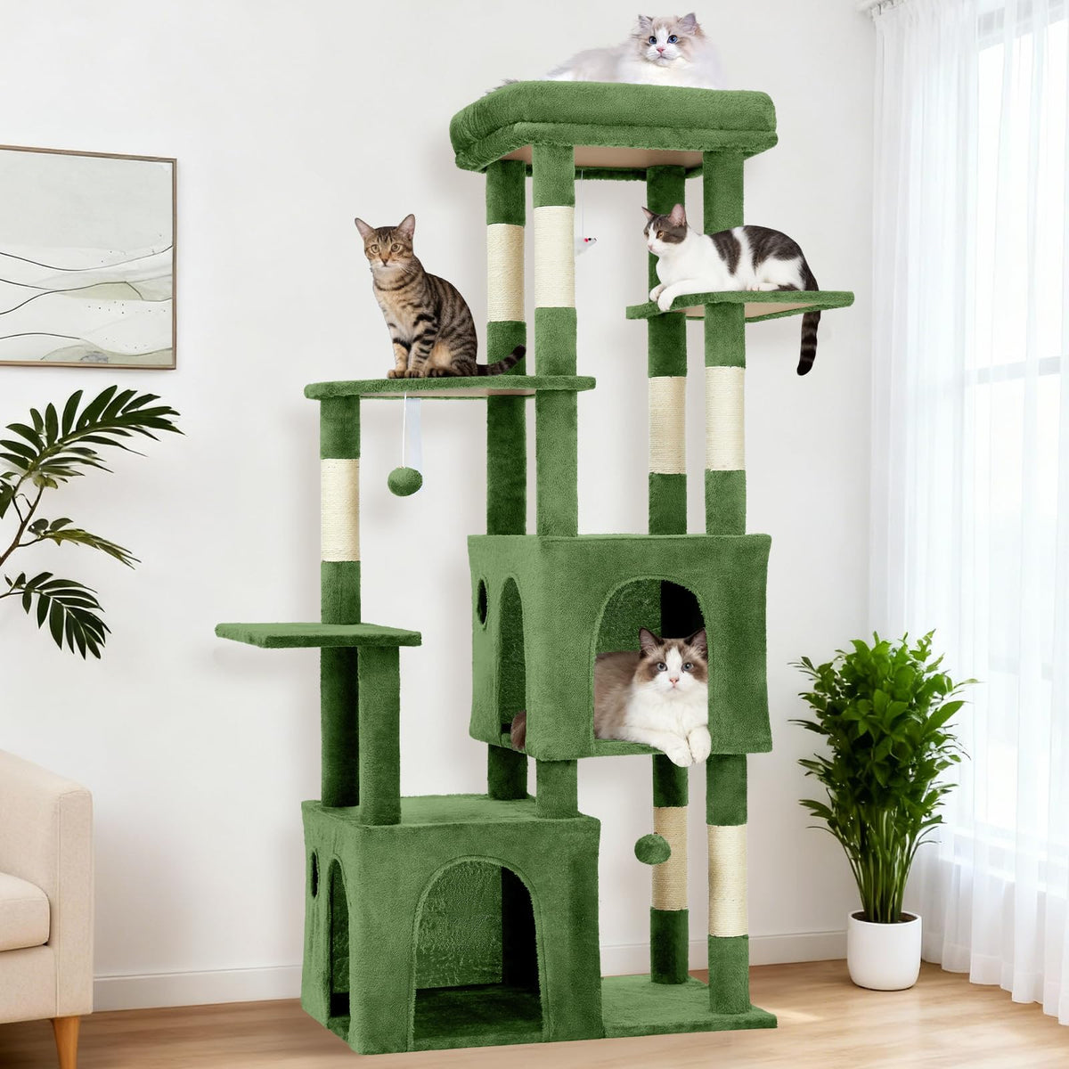Grüner Kratzbaum für große Katzen