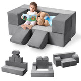 Garvee Kinder Spielsofa 6-Teilig Modular Hochdichter Schaum Abnehmbarer Mikrofaserbezug Dunkelgrau Für Spielzimmer & Schlafzimmer 39.37"W x 19.70"D x 15.75"H - Dunkelgrau
