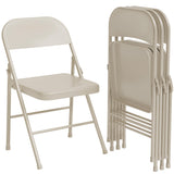 Garvee Klappstühle Set 4, Stahlrahmen, Stapelbar, Bis 159 kg, Für Innen & Außen, Beige - Beige