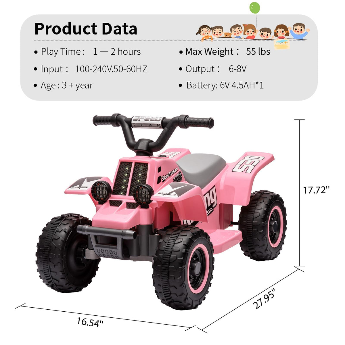 Elektro-Quad Kinder ATV Maße 70 x 42 x 45 cm