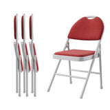 Garvee Klappstühle Set 4, Leinenstoff Gepolstert, Metall, Stapelbar, Für Camping & Büro - Rot