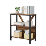 GARVEE Bücherregal, 3 Ebenen, MDF & Metall, LED-Beleuchtung, Braun – für Wohnzimmer & Schlafzimmer