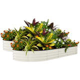 Garvee Hochbeet Set 2 Verzinkt, 240×120×45 cm, Stahl, Offener Boden für Garten & Terrasse - Beige