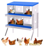 GARVEE 2-stöckiges Legenest für Hühner, 6 Fächer, Hühnernistkasten aus verzinktem Stahl mit Lüftungslöchern, für Hennen & Geflügel - Blau