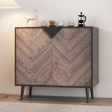 Garvee Moderner Freistehender Akzent-Speicherschrank Buffet Mit Türen Holzoptik Schwarz-Grau 31,5 Zoll Esszimmer Flur - Graue Holzmaserung + Schwarz