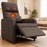 Garvee Elektrischer Relaxsessel mit Massage und Heizung, Fußstütze, dicker Stoff, für Schlafzimmer und Wohnzimmer, Farbe Grau - 