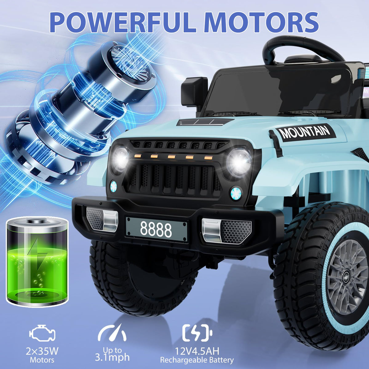 Garvee Elektroauto für Kinder 12 V Hellblau