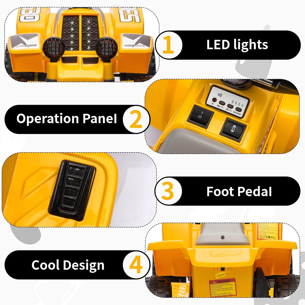 Kinder Elektro-Quad mit LED Licht Musik und USB