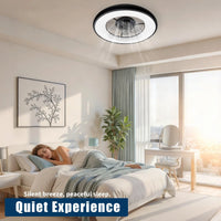 Garvee Deckenventilator Mit LED Licht, Ringdesign, Geräuschlos, Acryl, Für Schlaf & Wohnzimmer, Schwarz