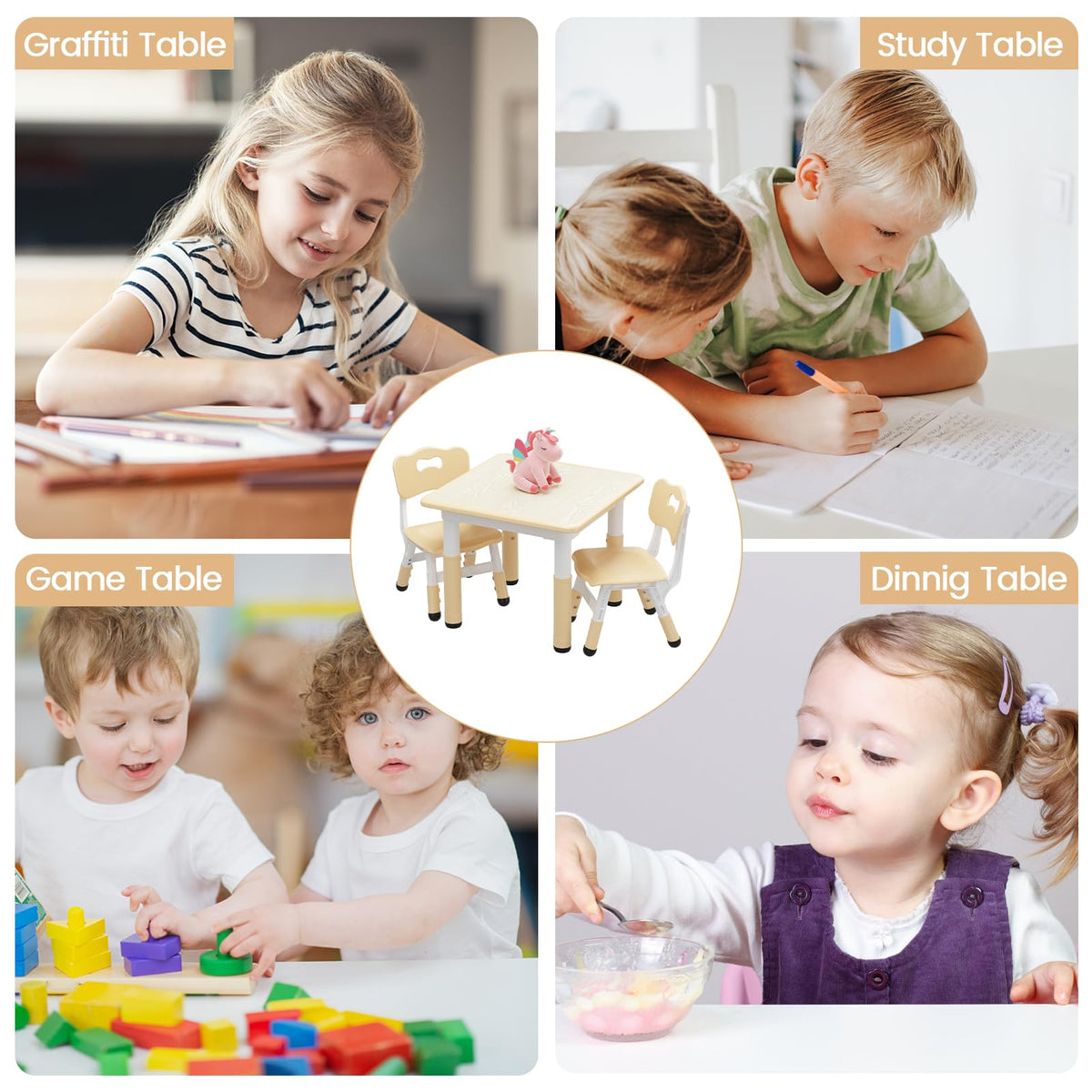 Multifunktionales Kindertisch Set zum Essen Malen und Spielen