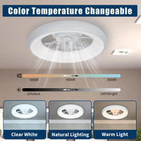 Garvee Deckenventilator Mit LED Licht, Ringdesign, Geräuschlos, Acryl, Für Schlaf & Wohnzimmer, Weiß