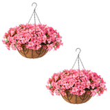Garvee Künstliche Bougainvillea Blumen Set Mit Korb Für Garten Und Terrasse Pink UV-Beständig Wetterfest - Braun