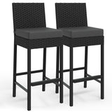 Garvee Barhocker Set 2, 71 cm, PE Rattan, Stahlrahmen, Wetterfest, Für Garten & Terrasse - Dunkelgrau