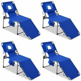 GARVEE Sonnenliege Klappbar, 5-Fach Verstellbar mit Gesichtsöffnung, Faltbare Gartenliege für Strand, Terrasse & Garten, Blau, 4er-Set - Blau