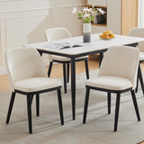 Garvee Moderner Esszimmerstuhl Set 2 Leinenbezug Gebogener Rücken Holzbeine Beige Für Küche & Wohnzimmer - Beige