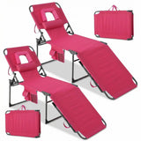 GARVEE Sonnenliege Klappbar, 5-Fach Verstellbar mit Gesichtsöffnung, Faltbare Gartenliege für Strand, Terrasse & Garten, Rosa, 2er-Set - Rosa