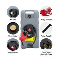 Garvee Grau 15 Gallonen Kraftstoffkanister Mobil mit Rädern Handpumpe 57L für Auto Boot Rasenmäher ATV