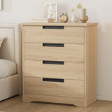 Garvee 4-Schubladen-Kommode Holz Mit Eingebauten Griffen Für Schlafzimmer Und Wohnzimmer, Robust, Modern, Vielseitig, Naturholzfarben