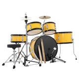 Garvee 5-teiliges Kinder Schlagzeug Set, Bassdrum, Snare & Hi-Hat, 74 cm, Gelb - Gelb