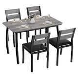 Garvee Essgruppe, 1 Tisch + 4 Stühle für 4 Personen, Metall, Modern, Grau & Schwarz - Grau & Schwarz