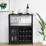 Garvee Weinbar Schrank ohne Beleuchtung, Verstellbare Regale, Mesh Tür, 92 cm, MDF & Metall - Schwarz