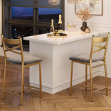 Garvee Barhocker 4er-Set, 56 cm, mit Rückenlehne & Fußstütze, gepolstert, PU-Kunstleder, Gold - Grau+Gold