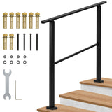 Garvee Metall-Handläufe Für Außentreppen Höhenverstellbar Rutschfest Robust Eisen Für Beton- Und Verandatreppen - Schwarz