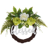 Garvee Frühling Sommer Türkranz 24 Zoll Hydrangea Grün, Gesegnetes Schild, Künstlich, Handgemacht, Wetterfest Für Haustür & Innenbereich