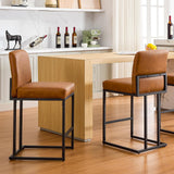 Garvee 24" Barhocker Set 2, PU-Leder, Ergonomisch & Stabil, Metallrahmen Mit Fußstütze, Modern, Braun, Für Kücheninsel & Bar - braun
