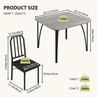 Garvee 3-teiliges Esszimmer-Set für 2 Personen, kompakte Essgruppe mit Tisch und 2 gepolsterten Stühlen, abgeschrägtem Tischdesign, für kleine Räume, Grau